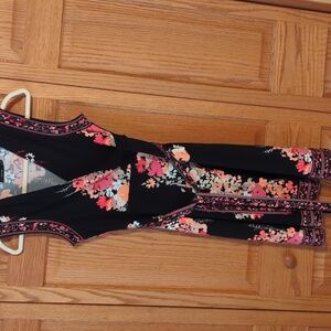 Apt. 9 Black Dress with Pink and Orange Floral Design